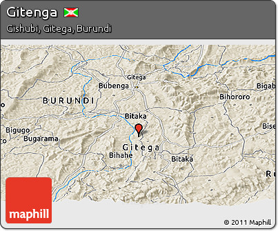 Shaded Relief Panoramic Map of Gitenga