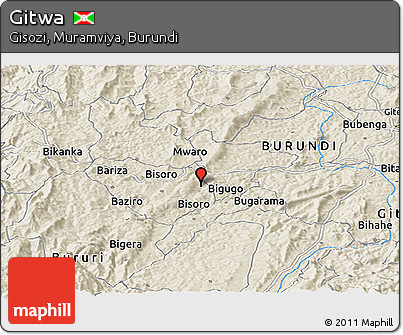 Shaded Relief Panoramic Map of Gitwa
