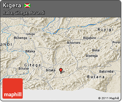 Shaded Relief Panoramic Map of Kigera