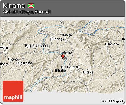 Shaded Relief Panoramic Map of Kinama