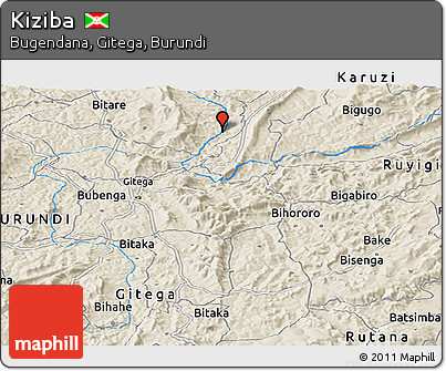 Shaded Relief Panoramic Map of Kiziba