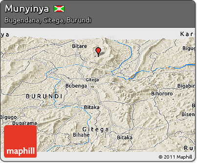 Shaded Relief Panoramic Map of Munyinya