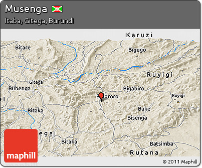 Shaded Relief Panoramic Map of Musenga