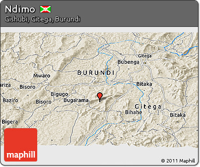 Shaded Relief Panoramic Map of Ndimo