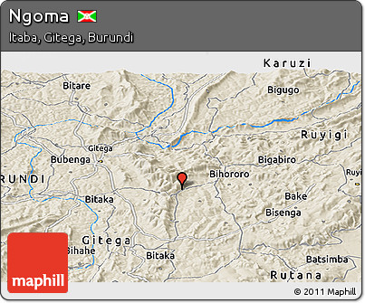 Shaded Relief Panoramic Map of Ngoma