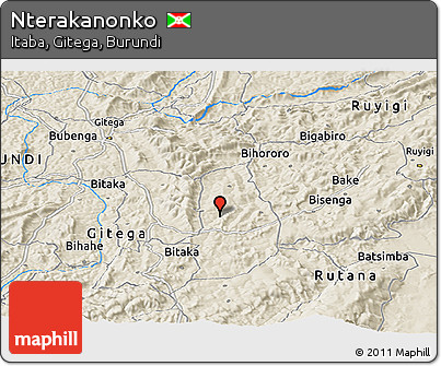 Shaded Relief Panoramic Map of Nterakanonko