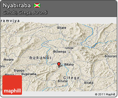 Shaded Relief Panoramic Map of Nyabiraba