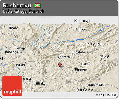 Shaded Relief Panoramic Map of Rushamvu