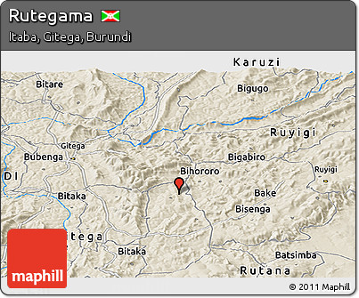 Shaded Relief Panoramic Map of Rutegama