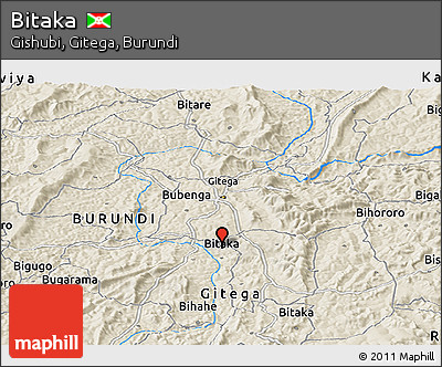 Shaded Relief Panoramic Map of Bitaka