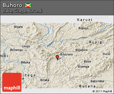Shaded Relief Panoramic Map of Buhoro