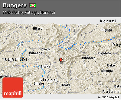 Shaded Relief Panoramic Map of Bungere