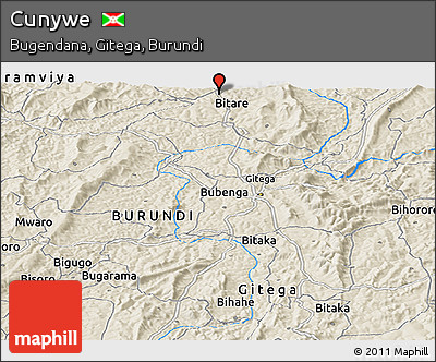 Shaded Relief Panoramic Map of Cunywe