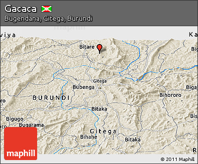 Shaded Relief Panoramic Map of Gacaca