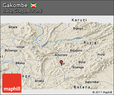 Shaded Relief Panoramic Map of Gakombe