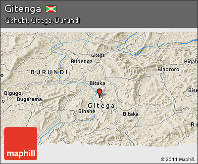 Shaded Relief Panoramic Map of Gitenga