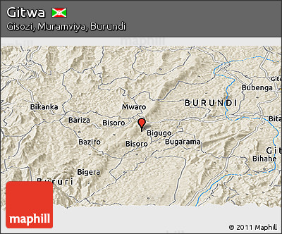 Shaded Relief Panoramic Map of Gitwa