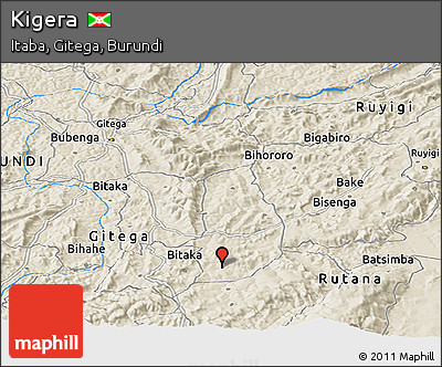 Shaded Relief Panoramic Map of Kigera