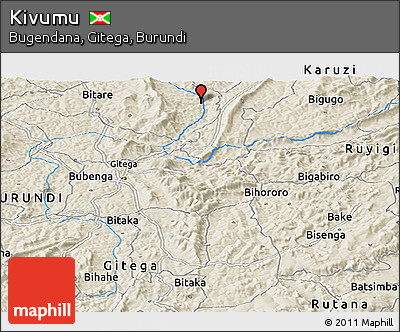 Shaded Relief Panoramic Map of Kivumu