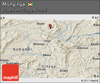 Shaded Relief Panoramic Map of Munyinya