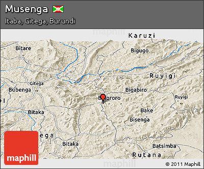 Shaded Relief Panoramic Map of Musenga