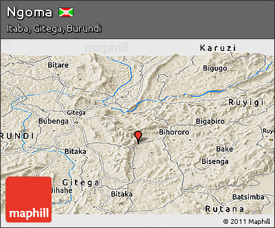 Shaded Relief Panoramic Map of Ngoma