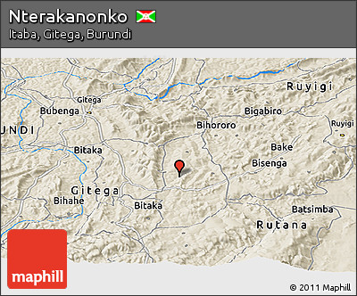 Shaded Relief Panoramic Map of Nterakanonko
