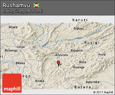 Shaded Relief Panoramic Map of Rushamvu
