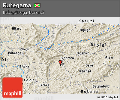 Shaded Relief Panoramic Map of Rutegama