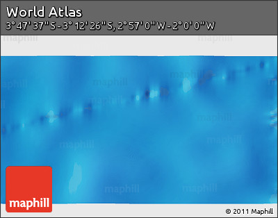 Physical 3D Map of the Area around 3° 30' 2" S, 2° 28' 30" W