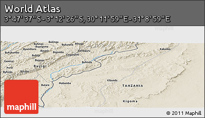 Shaded Relief Panoramic Map of the Area around 3° 30' 2" S, 30° 40' 29" E