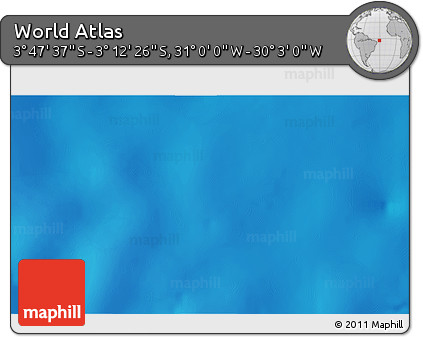Physical 3D Map of the Area around 3° 30' 2" S, 30° 31' 29" W