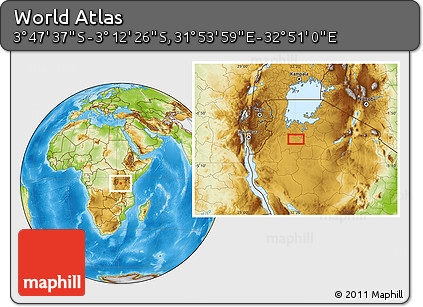 Physical Location Map of the Area around 3° 30' 2" S, 32° 22' 30" E