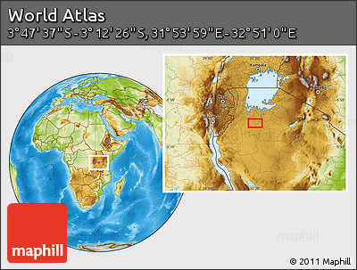 Physical Location Map of the Area around 3° 30' 2" S, 32° 22' 30" E