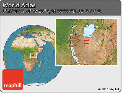 Satellite Location Map of the Area around 3° 30' 2" S, 32° 22' 30" E