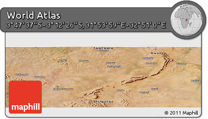 Satellite Panoramic Map of the Area around 3° 30' 2" S, 32° 22' 30" E