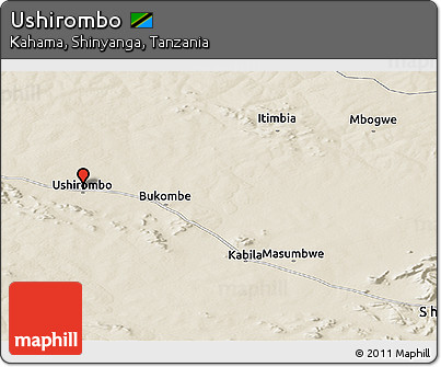 Shaded Relief Panoramic Map of Ushirombo