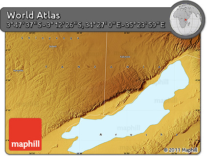 Physical Map of the Area around 3° 30' 2" S, 34° 55' 29" E