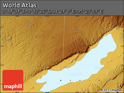Physical Map of the Area around 3° 30' 2" S, 34° 55' 29" E