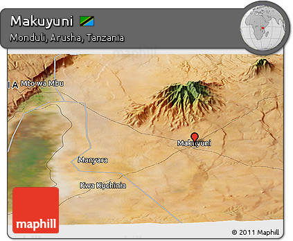 Satellite Panoramic Map of Makuyuni