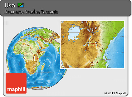 Physical Location Map of Usa