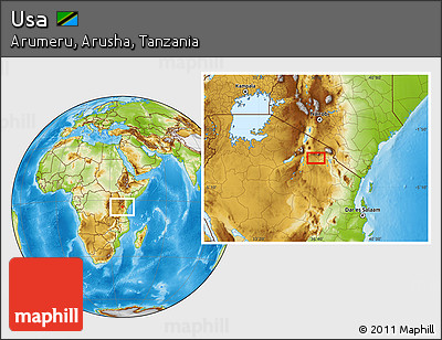 Physical Location Map of Usa