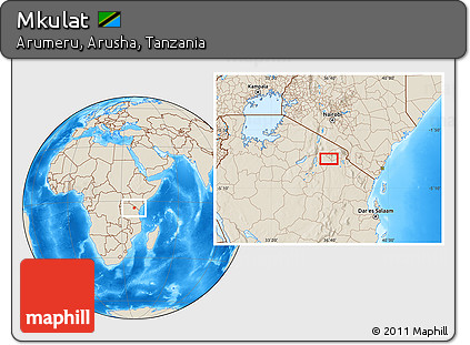 Shaded Relief Location Map of Mkulat