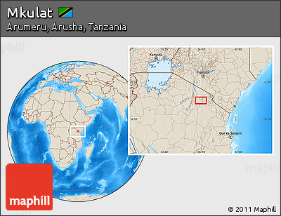 Shaded Relief Location Map of Mkulat