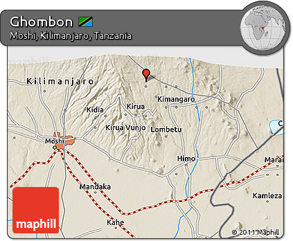 Shaded Relief 3D Map of Ghombon