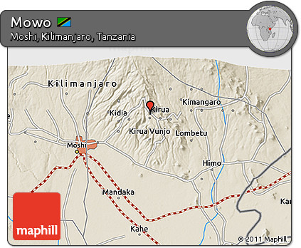 Shaded Relief 3D Map of Mowo