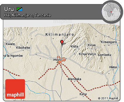 Shaded Relief 3D Map of Uru