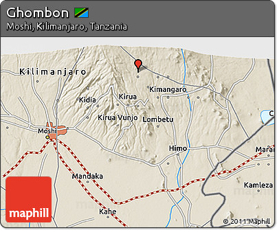 Shaded Relief 3D Map of Ghombon