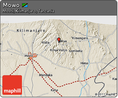 Shaded Relief 3D Map of Mowo