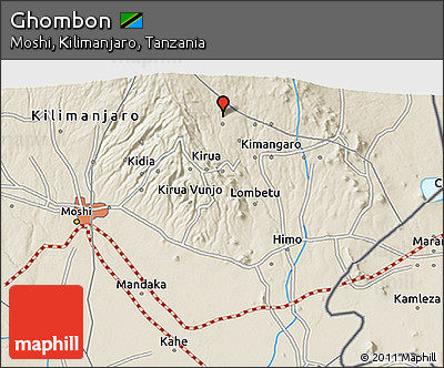 Shaded Relief 3D Map of Ghombon